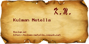 Kulman Metella névjegykártya